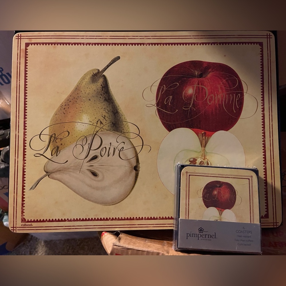 Pimpernel Placemat and Coaster set - La Poire La Pomme